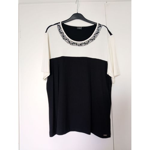 T-Shirt Tunique Femme Noir Et Crème Taille 50