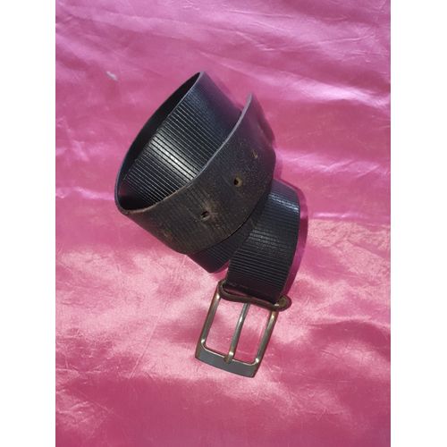 Ceinture Cuir Noir Boucle Argentée