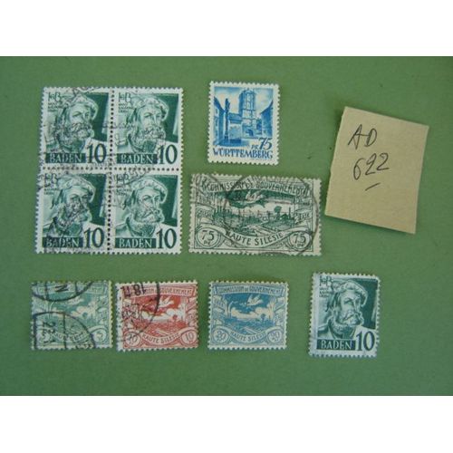 Ad 622 // Lot Timbres Obliteres Occupation Allemagne *Baden /Haute Silesie/Wurttemberg