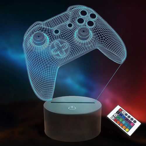 Veilleuse 3d En Forme De Manette De Jeu Avec Télécommande ¿ Lampe De Console Tactile Pour Décoration De Chambre D'enfant