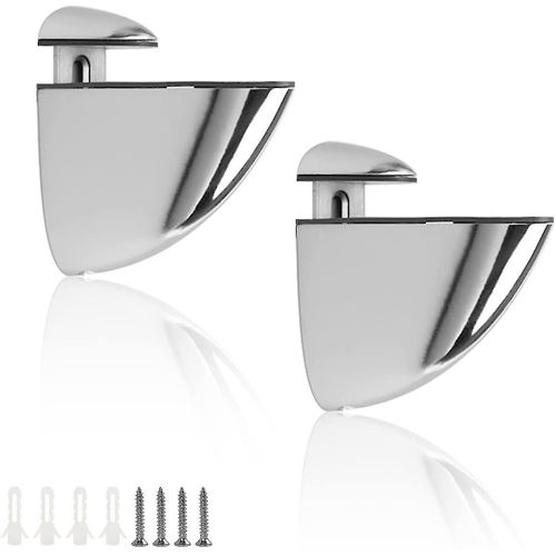 Supports Muraux Réglables Pour Étagères En Verre ¿ 2 Pinces Haut De Gamme Avec Vis Pour Une Décoration Intérieure Moderne, Compatibles Avec Les Étagères En Verre De 3 À 16 Mm