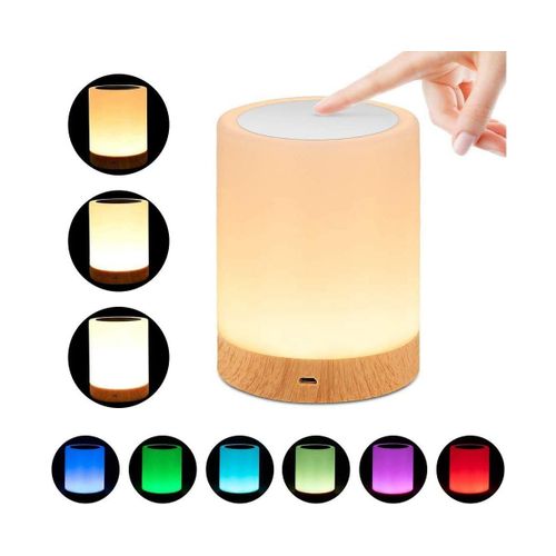 Veilleuse Led Tactile Rechargeable Par Usb, 16 Couleurs Rvb, 3 Niveaux De Luminosité, Lampe De Chevet Portable