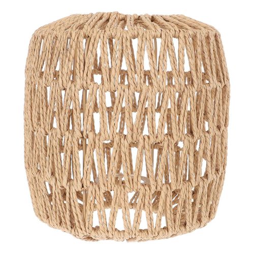 Abat-Jour De Lustre En Rotin Tissé Vintage Fait Main ¿ Housse En Corde De Chanvre Marron Clair Pour Décoration Intérieure