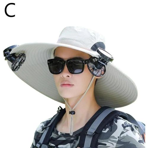 Chapeau De Pêche En Plein Air Avec Ventilateur Solaire, Charge Solaire, Grand Vent, Été, Grand Bord, Protection Solaire, Visière Masculine, Chapeau De Pêcheur, Séchage Rapide-3