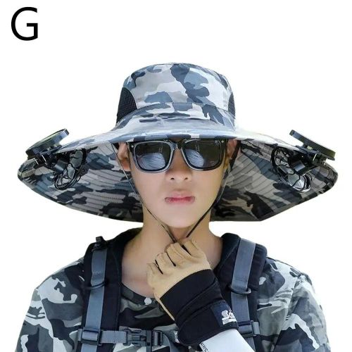Chapeau De Pêche En Plein Air Avec Ventilateur Solaire, Charge Solaire, Grand Vent, Été, Grand Bord, Protection Solaire, Visière Masculine, Chapeau De Pêcheur, Séchage Rapide-7