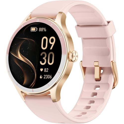 Kgabery-Montre Connectée Femme Ronde,Tendance Running Podomètre,100+ Modes Sportives,Montre Connectée Santé/Cardio/Sommeil,Smartwatch Compatible Android/Ios,Répondre Appels,Étanche Ip68,Rose