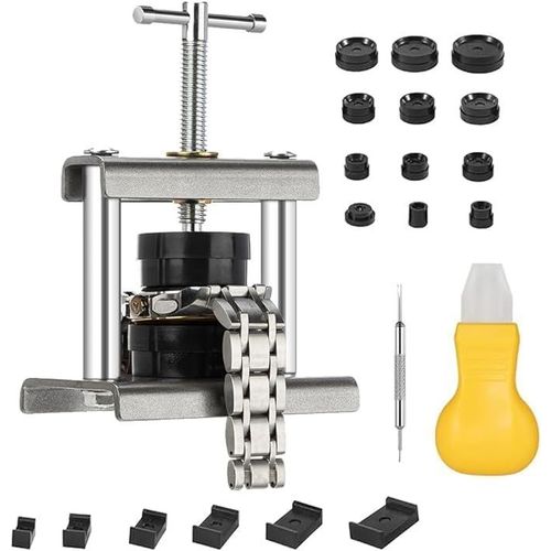 Kgabery-Kit De Presse De Montre,Presse De Boîtier,Outil De Réparation De Montre Avec 18 Plaques De Pression,Presse À Couvercle De Montre,Outil De Changement De Batterie,Outil De Mécanique De