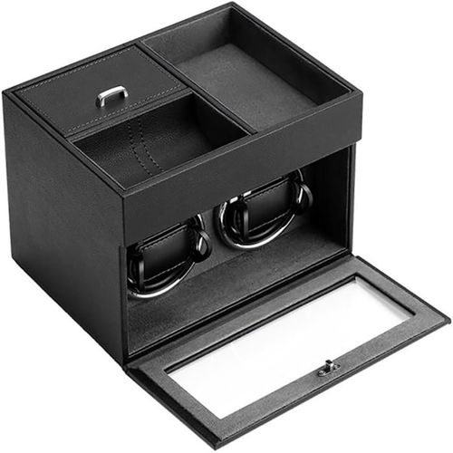 Kgabery-Remontoir Montre,Remontoir Montre Automatique,Boîte À Montres En Cuir Pu,Moteur Silencieux,Adaptateur Ca,Convient À Tous Les Types De Montres,Utilisé Pour La Présentation Et Le Rangement Des