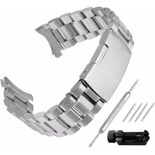 Kgabery-Bracelet Du Montre 16mm/18mm/20mm/22mm/24mm Bande Du Montre Pour Cadran Rond Boucle Deployante En Acier Remplacement Bande De Poignet Etanche Argente