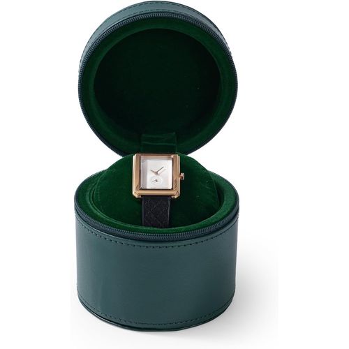 Kgabery-Boîtier De Montre En Cuir Synthétique-Organiseur Pour Homme-Boîte De Voyage Portable-Boîte À Montres Ronde-Portable-Noir