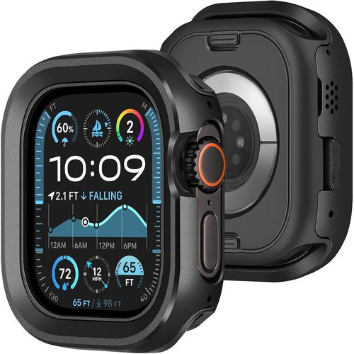 Kgabery-2 En 1 Métal Coque Compatible Avec Apple Watch Ultra 2 /Ultra 49mm,Couverture Complète Anti-Rayures Housse Coque Protection Pour Iwatch Ultra 49mm,Noir