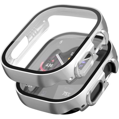 Kgabery-(2-Pièces Coque Mat Dur Pour Apple Watch Ultra 2 1 49mm Protecteur D'écran Verre Trempé Antichoc Iwatch Boîtier,49 Mm,Argent