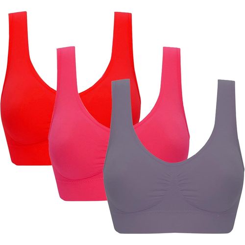 Kgabery-Femme Lot De 3 Soutiens-Gorge Confortables Sans Couture Sans Armature Brassière Avec Coussinets Amovibles Pour Sports Yoga (S-6xl)