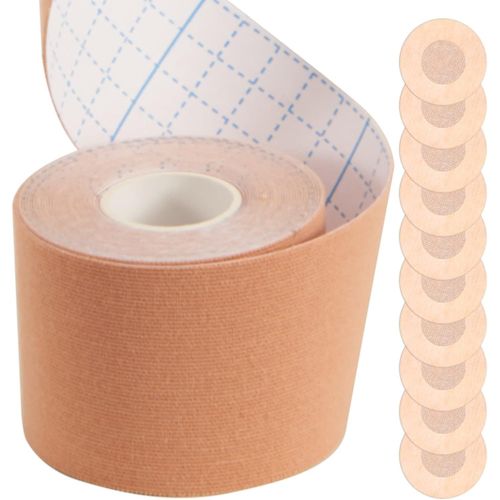 Kgabery-Soutien Gorge Adhesif,5cmx5m Body Tape Poitrine Avec 5 Paires Cache-Tétons,Soutien-Gorge Invisible Autoadhesif Pour A-E Cup Pour Robe De Mariée Soirée Bal