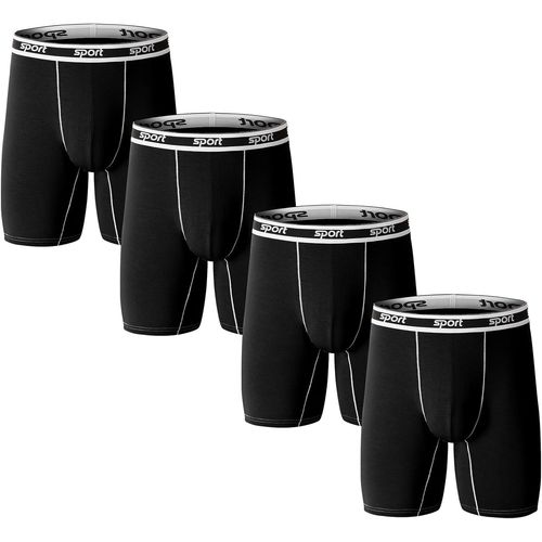 Kgabery-Hommes Sans Couture Modal Long Boxer Doux Flex Respirant Stretch Ceinture Calecons Grande Taille Anti Irritations Sous-Vêtements Confortable Underwear Lot Pack De 4