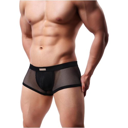 Kgabery-Boxer Homme Sexy Lingerie Transparent Boxershorts Résille Caleçon Fishnet Mesh Sous-Vêtements