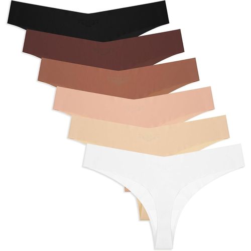 Kgabery-Lot De 6 Strings Sans Couture Pour Femme,Culottes Taille En V,Sous-Vêtements Invisibles (M/L),Multicolore