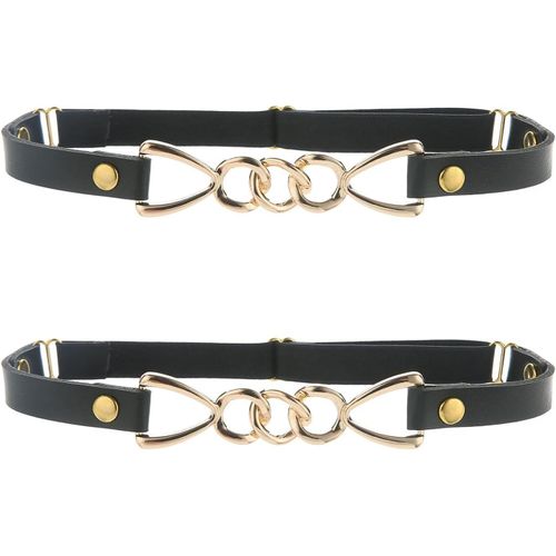 Kgabery-Lot De 2 Porte-Jarretelles Réglables Noirs Pour Femme Avec Boucle En Chaîne Dorée,Porte-Jarretelles Élastiques Pour Cuisses,Multicolore,L