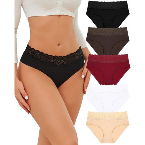 Kgabery-Culotte Femme Coton Slip Femme Coton Sexy Dentelle Sous-Vêtement Taille Basse Culottes Lot