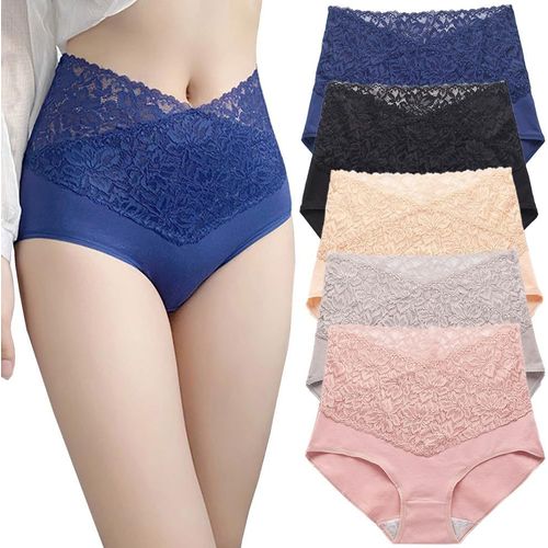 Kgabery-Culottes Pour Femme Culottes Taille Haute Culottes En Dentelle Extensible Culottes En Coton Respirant Pour Femme,Lot De 5 (Taille:M-3xl)