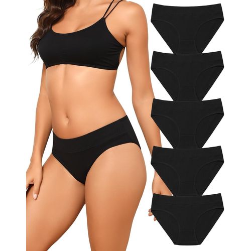 Kgabery-Lot De 5 Culotte Femme Coton Respirable Slip En Doux Dentelle Sous-Vêtement Confort Taille Basse Bikini Multipack S-Xxl