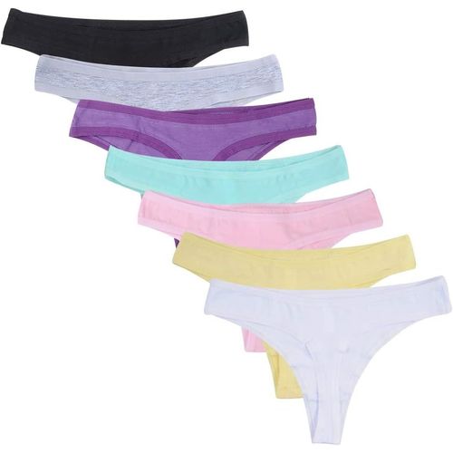 Kgabery-Calosy Lingerie Femme Lot De Multipack Sous-Vêtements En Coton Et Spandex Sous-Vêtements Culottes G-String Confortables (S,7 Couleurs)