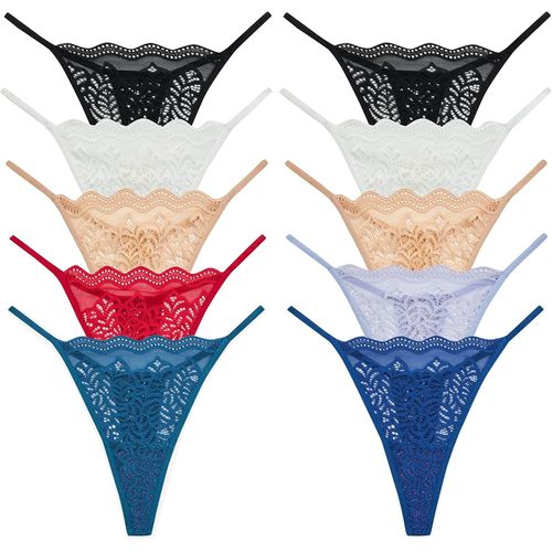Kgabery-Lot De 5/10 String Ficelle Femme Dentelle Invisible Culotte Et Tangas Femme