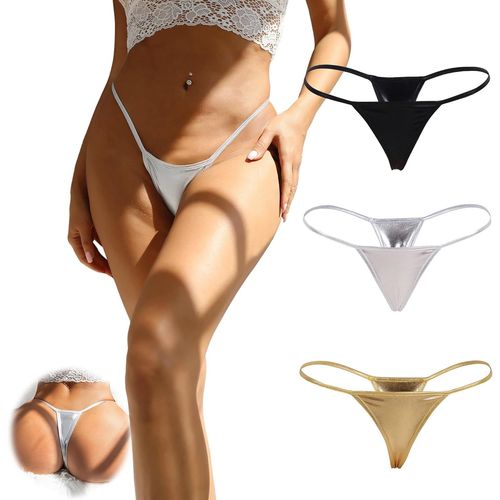 Kgabery-Simili Cuir Mini String Ficelle Femme Sexy Erotique Grande Taille String Hot Ouverte Micro String Culotte Tanga Chic Sous-Vêtements Féminins G-String T Back