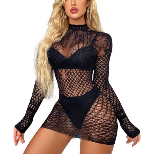 Kgabery-Lingerie Sexy Pour Femme-En Maille,Sans Couture-Lingerie Baby Doll-Mini Robe Sexy-Fishnet Negligees-Robe De Nuit Pour Femme