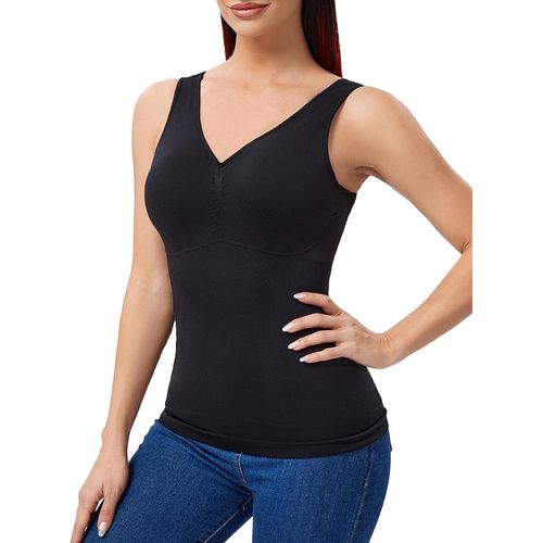Kgabery-Débardeur Gainant Femme Ventre Plat Sans Couture Gaine Amincissante Tank Top Haut Sculptant Sans Manches Dentelle Lingerie Sculptante Camisole