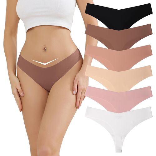 Kgabery-Tanga Femme Chic Sous-Vêtements Taille En V String Femme Sans Couture Strings Et Tangas Pour Femme,Lot De 6