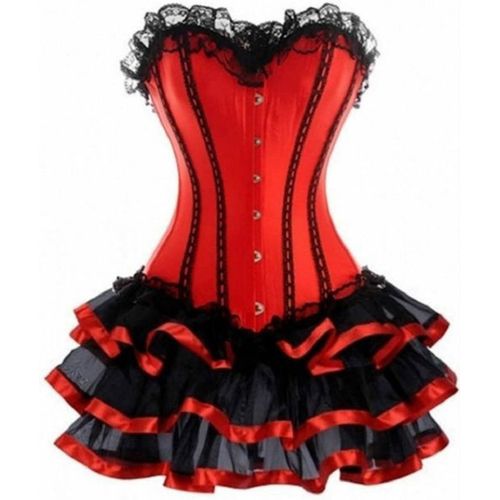 Kgabery-Moulin Rouge Robe Corsage Gothique Corset Jupe Fendue Grandes Tailles S À 6xl