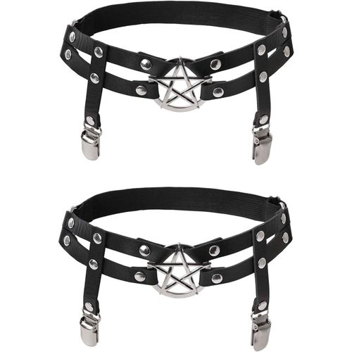 Kgabery-Lot De 2 Jambières Réglables En Forme D'étoile Avec Clips Antidérapants,Élastiques Gothiques Pour Femmes Et Filles