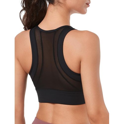Kgabery-Soutien Gorge De Sport Femme Dos Nageur Mesh Avec Zip Avant Brassière Sport Rembourrée À Maintien Élevé