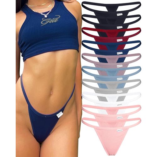 Kgabery-Lot De 10 Strings G-En Coton-Sous-Vêtements Pour Femme-Taille Basse-Stretch-Dos En T-String Sexy-Tailles S À Xl