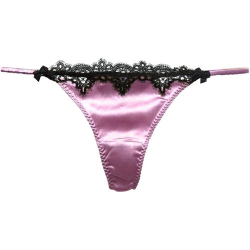 Kgabery-String Sexy En Dentelle De Soie Pour Femme Avec Dos En T Et Satin Doux