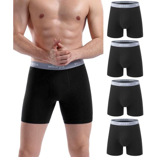 Kgabery-Boxer Homme Coton Caleçon Hommes Élastique Confortable Braguette Ouverte Sans Etiquette Lot De 4