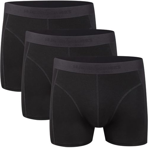 Kgabery-Hunter&hawks Lot De 3 Boxers En Bambou Pour Homme,Doux,Antibactérien,Respirant,Caleçons Secs Et Froids,Pantalons Anti-Frottements,Noir,Bleu,Lot De 3