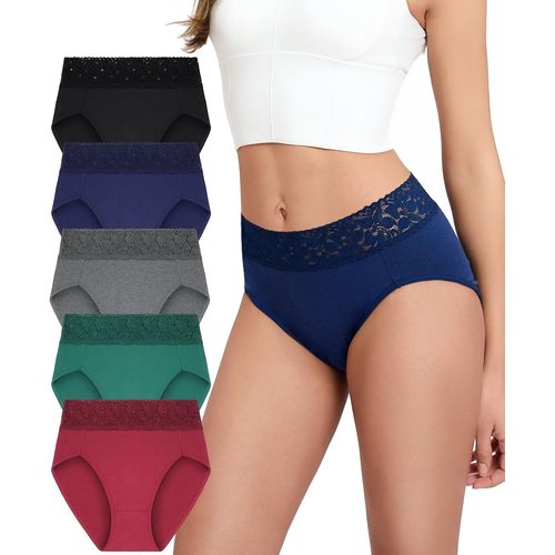 Kgabery-Culotte Femme Lot De 5,Coton Sous-Vêtements Femme Confortable Slip Dentelle(M-Xxl)