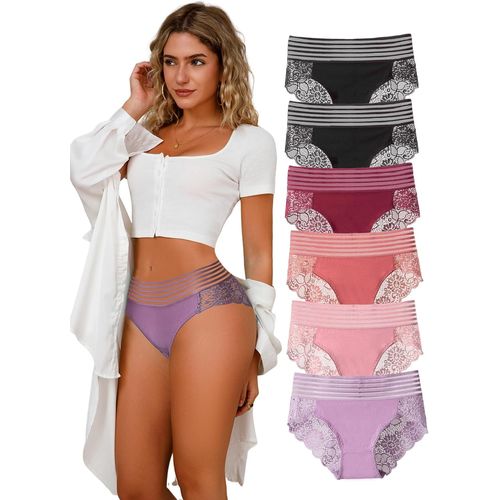 Kgabery-Culotte Femme Taille Haute Dentelle Culotte Sans Couture Taille Haute Lot Culotte Dentelle Femme 6pcs S-4xl