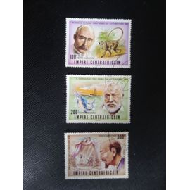Timbre Centrafrique Y T Pa 156 / 157 / 158 -Prix ​​Nobel - Kipling, Hemingway, Pirandello 1977 (190509 )