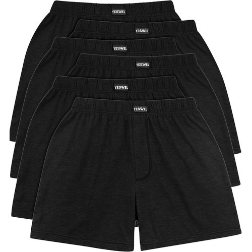Kgabery-Calecon Homme Lot De 6,Boxer Coton Respirant,Caleçon Long Et Doux Style Rétro,Idéal Pour La Maison Et Les Voyages (M-Xxl)