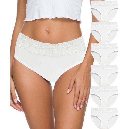 Kgabery-Culotte Femme Coton Slip Femme Dentelle Taille Mi-Haute Confortable Respirante Elasticité Slips Lot De 6