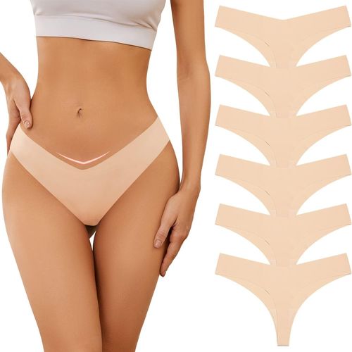 Kgabery-String Sans Couture Tanga Culotte Invisible Taille Basse Femme Lot De 6