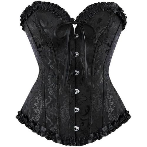 Kgabery-Femmes Princesse Renaissance Lace Up Corset,Floral Ruched Sleeves Bustier,Femme Steampunk Lingerie Gothique Bustier