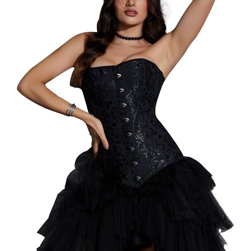 Kgabery-Femme Corset Vintage Sexy Désossé Bustier 6 Couleur Jacquard Dentelle Halloween Costume Grande Taille