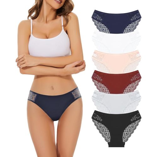 Kgabery-Pack De 6 Culottes En Coton Pour Femmes¿Culottes En Dentelle,Culottes Bikini Confortables,Sous-Vêtements Respirants Et Stylés Pour Tous Les Jours