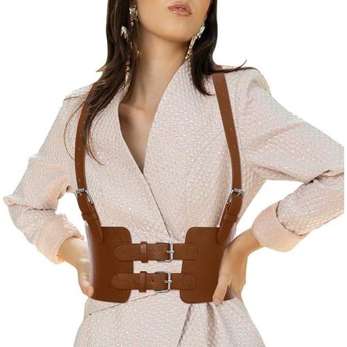 Kgabery-Femme Punk Cuir Corset Taille Harnais Ceinture Noir Gothique Gilet Ceinture En Pu Cuir Sexy Réglable Bijoux De Corps Pour Cosplay Fête Rave Halloween Costume