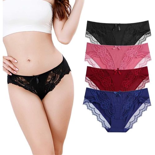 Kgabery-Lot De 4 Culottes De Bikini En Dentelle Et Coton