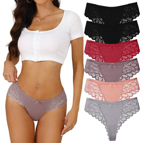 Kgabery-String Sans Couture Femme Invisible Tanga Dentelle Grande Taille Culotte Taille Haute Femme Lot De 6 S-4xl